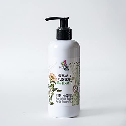 Decolores | Crema Hidratante Corporal Reafirmante 250ml con Rosa Mosqueta, Almendras Dulces, Manteca de Karité, Centella Asiática | Con Aloe Ecológico | Para el Cuidado de la Piel