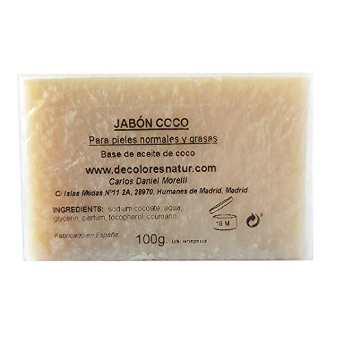 Decolores | Jabón Natural de Coco | Pastilla de Jabón | Jabón Sólido | Cuidado de la Piel | Cuida, Nutre y Aporta Suavidad a tu Piel | Para Pieles Normales y Grasas