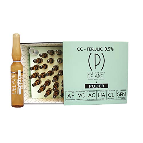 Delapiel Serum Facial Poder - Ácido Ferúlico y Vitamina C - 15 Ampollas - 30 ml