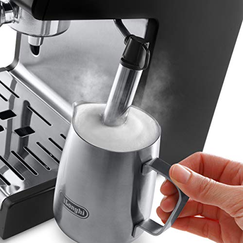 De'longhi ECP 33.21- Cafetera de Bomba Tradicional para Espresso y Cappuccino, para Café Molido y Monodosis, 2 Tazas Simultáneamente, Depósito de Agua de 1.1 l, 1100 W, Negro y Plata