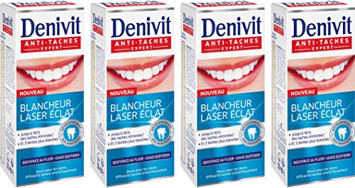 Denivit láser que blanquea la crema dental anti Resplandor Tareas 50ml - Conjunto de 4