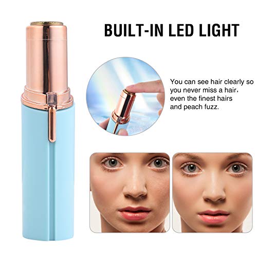 Depiladora Facial-Cejas Mujer Electrica,última versión impermeable portátil indolora recargable USB mejorada,luz LED incorporada adecuada para mejillas labios,mentón y cuello(azul cielo)