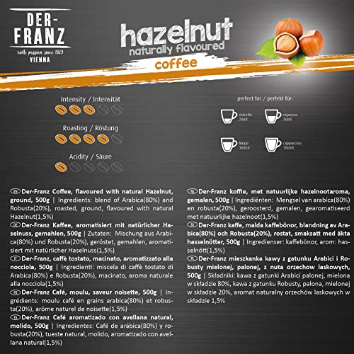 DER-FRANZ - Café aromatizado con avellana natural, molido, 500 g (paquete de 2)