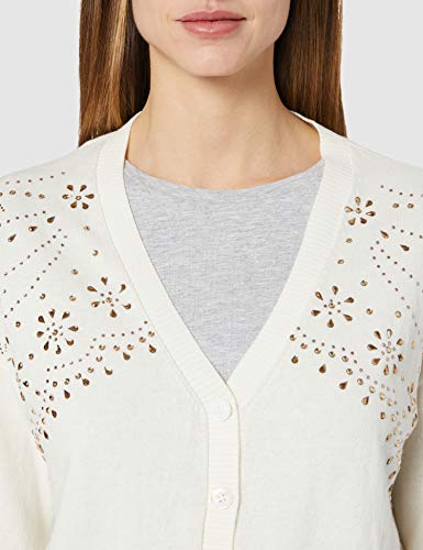 Desigual Jers_Columbia Cardigan Jersey, Blanco, L para Mujer