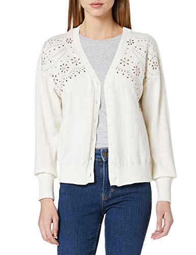 Desigual Jers_Columbia Cardigan Jersey, Blanco, L para Mujer