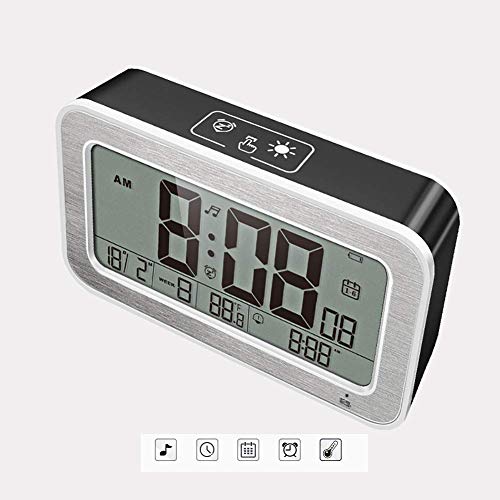 Despertador Digital, Despertadores con Puerto de Carga USB, Pantalla Grande y Clara, Volumen y Brillo Ajustables, Snooze, 12/24H, Despertador Simple para Dormitorio,Black