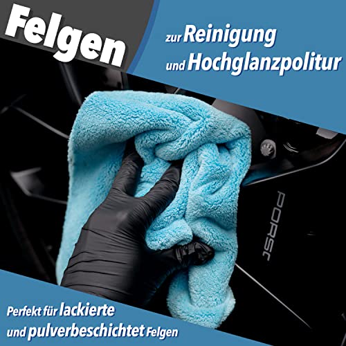 detailmate Gamuza de limpieza para el cuidado de la pintura del coche, paño de microfibra negro, 40 x 40 cm, 550 g/m², sin bordes ni pelusas.