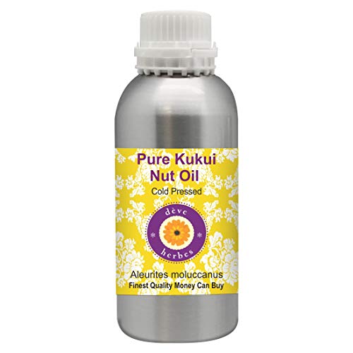 Deve Herbes Aceite de nuez de Kukui puro (Aleurites moluccanus) 100% Natural Grado terapéutico Prensado en frío 300ml (10,1 oz)