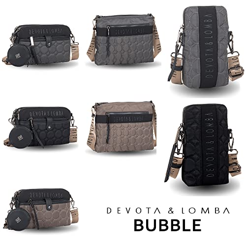 Devota y Lomba Bolso para Móvil. Mini Bolso Pequeño Bandolera. Bolso Movil Bandolera. Bolso Teléfono Movil.Tarjetero. Bolso Cartera para Movil. Bolso Movil Cremallera 18x3x13 cm. Bubble 925Negro