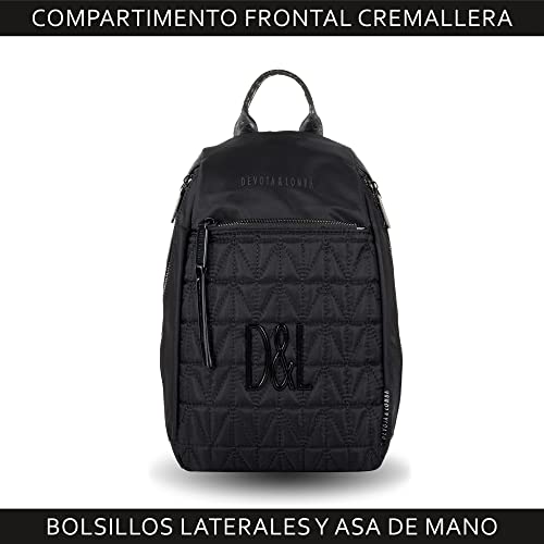 Devota y Lomba Mochila Mujer antirrobo. Mochilas Mujer Casual. Mochila Impermeable. Mochila Mediana. Cómoda y Ligera. Diseño y Calidad. 10 x 20 x 32 cm. Tall 227583-01. Color Negro