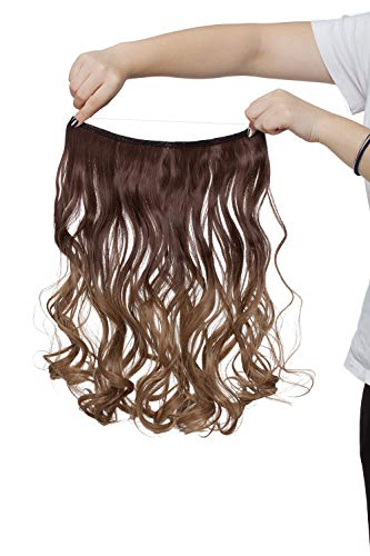 Diadema secreta Wire in Extensión de cabello natural pedazo de cabello Banda elástica Hair Extensions Ombre 50cm Rizado Marrón claro a rubio arenoso