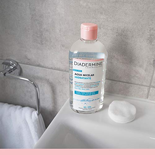 Diadermine - Agua Micelar Hidratante, 400 ml, fórmula con Aloe Vera, elimina suavemente el maquillaje de cara y ojos, piel limpia, purificada e hidratada