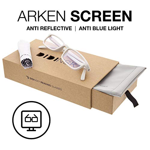 DIDINSKY Gafas de Presbicia con Filtro Anti Luz Azul para Ordenador. Gafas Graduadas de Lectura para Hombre y Mujer. Tacto Goma y Cristales Anti-reflejantes. Ash +2.0 – ARKEN SCREEN