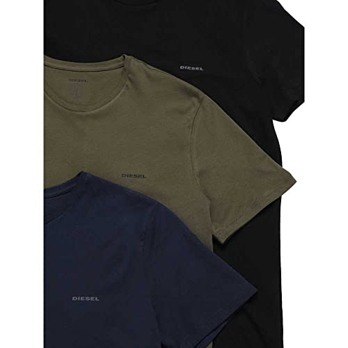 Diesel UMTEE-JAKETHREEPACK, Camiseta para Hombre, Multicolor (Black/Dress Blue/Olive Night E4079/0aalw), L, Pack de 3