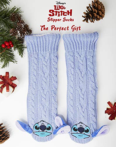 Disney Calcetines Antideslizantes Invierno Mujer Con Personajes Disney, Zapatillas de Punto Interior Forro Polar Para Estar Por Casa, Regalos Mujer (Morado)