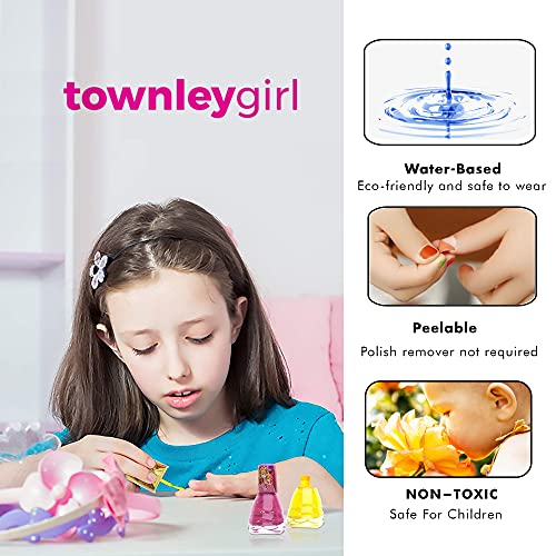 Disney Princess - Townley Girl Esmalte de uñas desprendible no tóxico | Juego de regalo para niños, niñas y niños pequeños | Colores brillantes y opacos | A partir de 3 años (18 piezas)