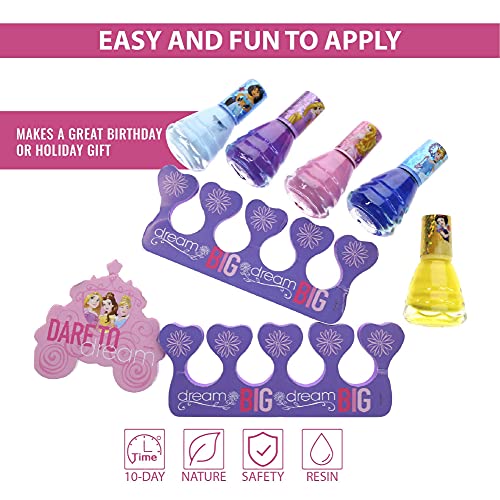 Disney Princess - Townley Girl Esmalte de uñas desprendible no tóxico | Juego de regalo para niños, niñas y niños pequeños | Colores brillantes y opacos | A partir de 3 años (18 piezas)