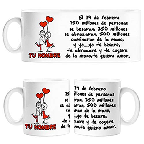 Diver Tazas Taza el 14 febrero Regalo San Valentín Personalizable con Nombre - Cerámica