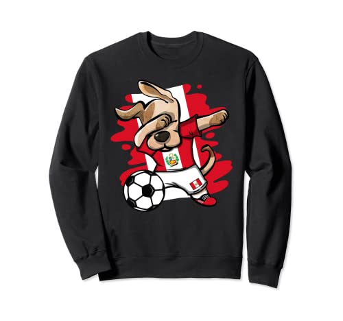 Divertido Dabbing Perro Fútbol Perú - Bandera Peruana Sport Sudadera