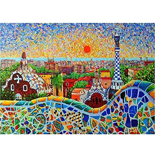 DIY 5D Diamond Painting Kit,España Amanecer Pintura de Diamante Kits Completo Cristal Rhinestone Grande punto de cruz bordado Lienzo Art manualidades decor de paredes (100x120cm/40x48in)