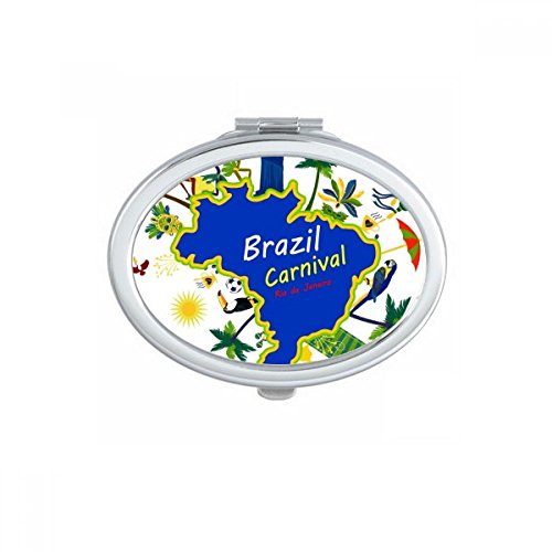 DIYthinker Lema Monte Corcovado Brasil Mapas de Brasil Carnaval de Río de Janeiro Oval Maquillaje Compacto Espejo de Bolsillo portátil pequeño Linda Mano Espejos Regalo