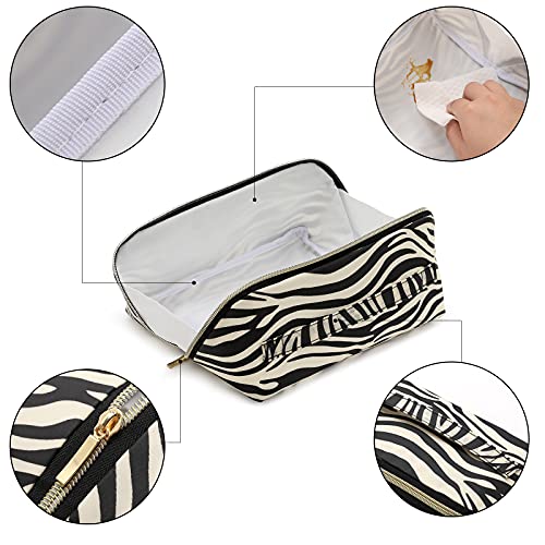 Dizdvizd Bolsas de Aseo para Mujeres y Niñas, Neceser de Viaje, Impermeable Organizador de Cosméticos - Zebra