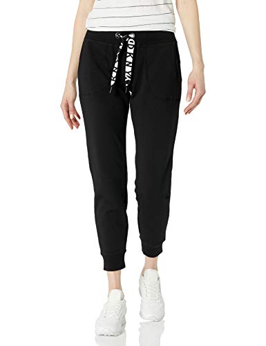 DKNY SPORT Logo Drawcord Joggers Pantalones de chándal, Black, Large De Las Mujeres