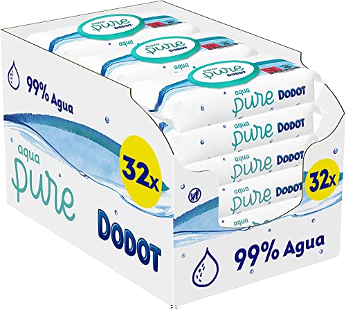 Dodot Toallitas Aqua Pure para Bebé, 99% Agua, 864 Toallitas, 18 Paquetes (18 x 48) + Toallitas Para Bebé Aqua Pure x14