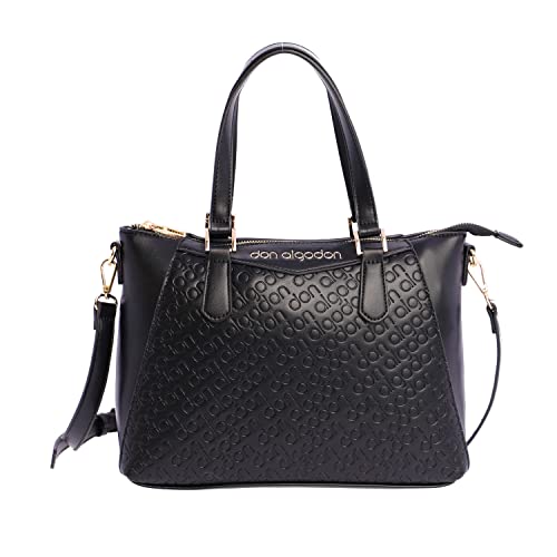 DON ALGODON Mujer, Bolso de Mano, Negro, 30(Ancho) x 13(Fondo) x 21(Alto) cm