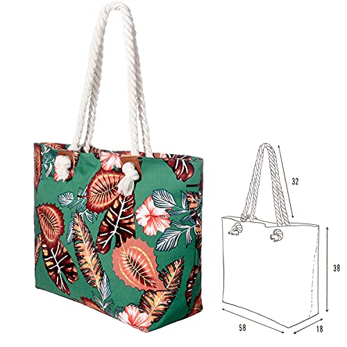 DonDon Bolso de playa grande impermeable con cremallera Flower Garden