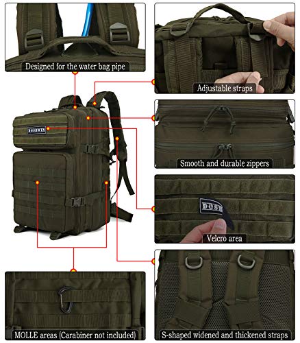 Doshwin 40L Mochila Táctica Militar Camuflaje Molle Assault Pack (Oliva)