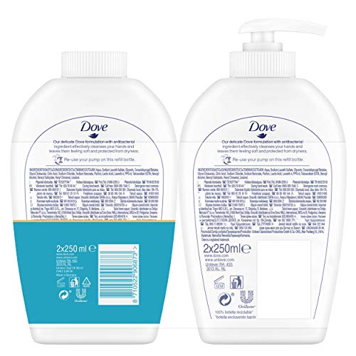 Dove Jabón de Manos Care & Protect con Dosificador y Recambio 2 X 250 ml 500 ml - Pack de 6