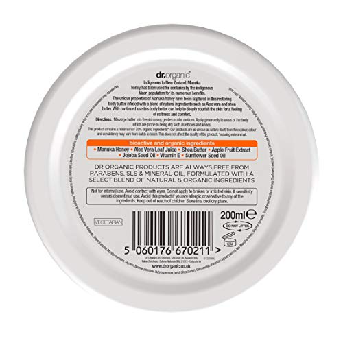 Dr. Organic Organic Manuka Honey Body Butter. Cuidado Corporal De Lujo Con Miel Bio 100 g