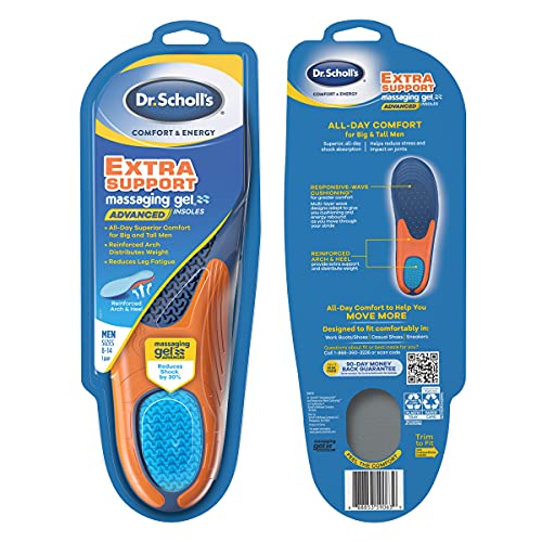 Dr. Scholl's Comfort and Energy plantillas de apoyo extra para hombres, 1 par, tamaño 8 – 14