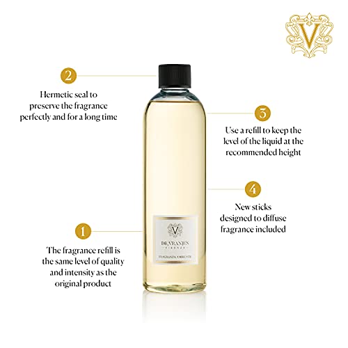 Dr. Vranjes – Recarga de Ambra 500 ml con Varillas Blancas – Recarga difusor, Fragancia de habitación de lujo, Made in Italy, Aromas: Oriental y Envolvente, Pirámide Olfativa: Ambar, Pachuli, Sandalo