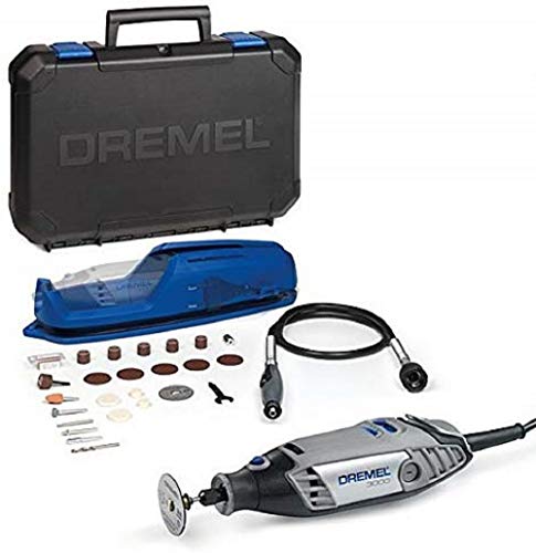 Dremel 3000 - Multiherramienta, 130 W, kit con eje flexible y 25 accesorios, velocidad variable 10.000-33.000 rpm para tallar, fresar, amolar, limpiar, pulir, cortar, lijar y grabar (Versión Español)