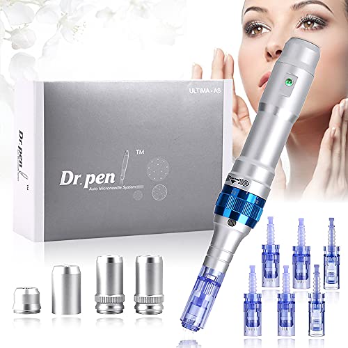 Dr.pen Ultima A6 Dermapen Microneedle eléctrico Auto Stamp Cartuchos Arrugas Estrías Cicatriz de acne Perdida de cabello Recargable Derma Pen 0.25-2.5mm para Facial y Cuerpo