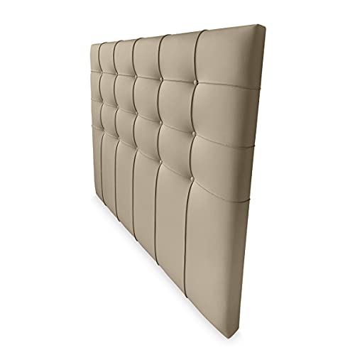 DUÉRMETE ONLINE Cabecero Roma con Acolchado Botones | Tapizado en Polipiel de Alta Gama | Medidas 135 y 140, Madera, Beige, 145 x 120 cm (Cama 135/140)