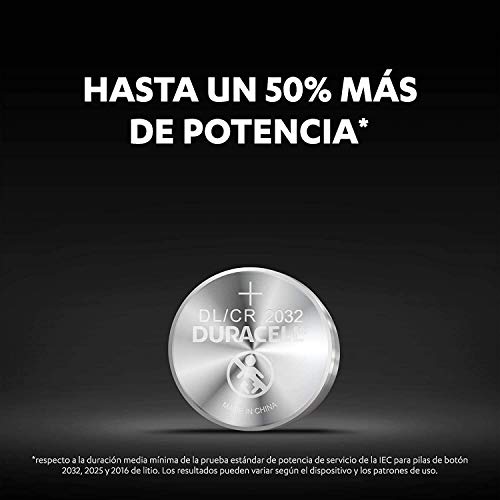 Duracell Pilas botón de Litio 2032 de 3v, Paquete de 4