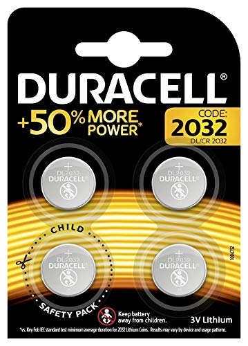 Duracell Pilas botón de Litio 2032 de 3v, Paquete de 4