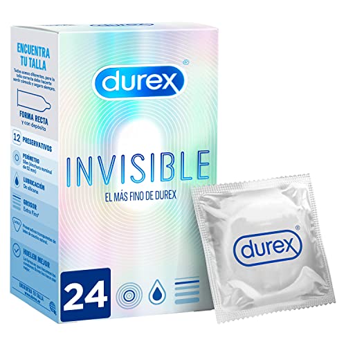 Durex - Preservativos invisibles, super finos para maximizar la sensibilidad - 24 condones