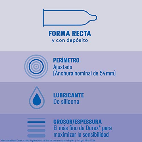 Durex Preservativos Invisibles Super Finos para Maximizar la Sensibilidad, el más fino de Durex* - 12 condones