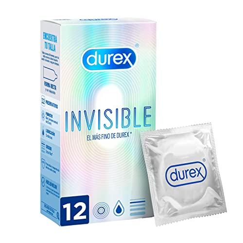 Durex Preservativos Invisibles Super Finos para Maximizar la Sensibilidad, el más fino de Durex* - 12 condones