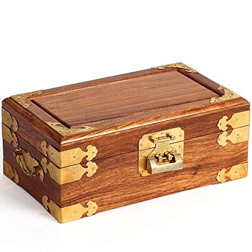 DXX-HR Caja doble de la joyería Caja de almacenamiento pequeña del palo de rosa de la joyería caja de madera de madera sólida del tesoro caja de cosméticos de almacenamiento (color: amarillo, tamaño: