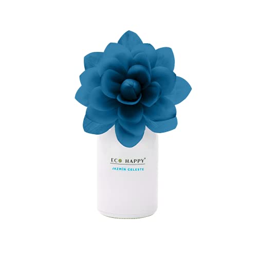 ECO HAPPY - Ambientador de Flor Perfumada Que Cambia de Color. Fragancias Frescas y de Larga duración. 75 ml. (Jazmín Celeste)