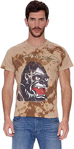 Ed Hardy Camiseta Natural Aged Tie Dye tee Caqui L