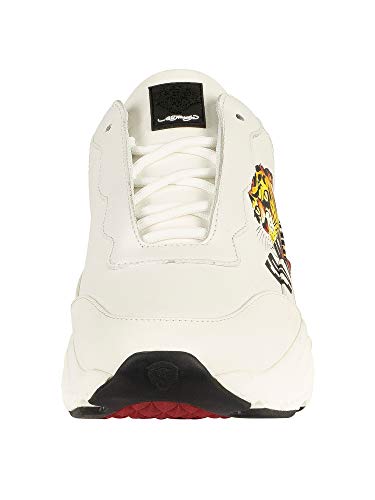 Ed Hardy de los Hombres Insertar Zapatillas de Deporte de Piel de Tigre Runner, Blanco, 42 EU