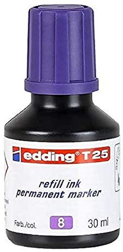 edding T 25 tinta de recambio para marcador permanente - violeta - 30 ml - con sistema dispensador de gotas, para rellenar rápidamente casi todos los marcadores permanentes edding