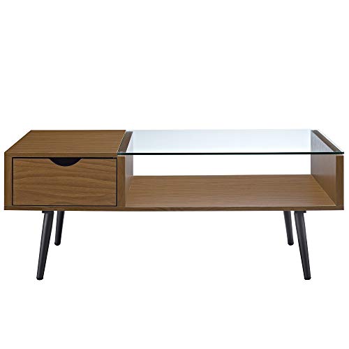 Eden Bridge Designs Mesa de Centro Rectangular, MDF, Cristal/Bellota, marrón, 106.68 x 106.68 x 45.72 cm