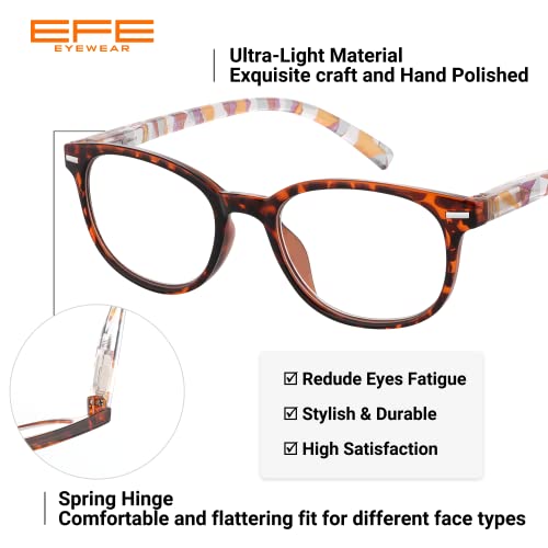 EFE Gafas de Lectura Presbicia Valor Pack 5 Hombre Mujer Unisex con Diseño de Patrón de Templo de Moda Buena Vision Anti Luz Azul Calidad Bisagras de Resorte Lectores 2.0